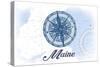 Maine - Compass - Blue - Coastal Icon-Lantern Press-Stretched Canvas