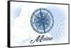 Maine - Compass - Blue - Coastal Icon-Lantern Press-Framed Stretched Canvas