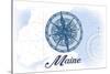 Maine - Compass - Blue - Coastal Icon-Lantern Press-Stretched Canvas