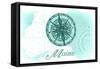 Maine - Compass - Teal - Coastal Icon-Lantern Press-Framed Stretched Canvas