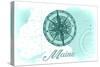 Maine - Compass - Teal - Coastal Icon-Lantern Press-Stretched Canvas