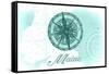 Maine - Compass - Teal - Coastal Icon-Lantern Press-Framed Stretched Canvas