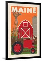 Maine - Country - Woodblock-Lantern Press-Framed Art Print