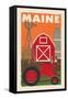 Maine - Country - Woodblock-Lantern Press-Framed Stretched Canvas