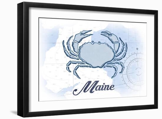 Maine - Crab - Blue - Coastal Icon-Lantern Press-Framed Art Print