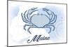 Maine - Crab - Blue - Coastal Icon-Lantern Press-Mounted Art Print