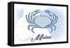 Maine - Crab - Blue - Coastal Icon-Lantern Press-Framed Stretched Canvas