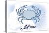 Maine - Crab - Blue - Coastal Icon-Lantern Press-Stretched Canvas