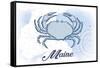 Maine - Crab - Blue - Coastal Icon-Lantern Press-Framed Stretched Canvas