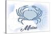 Maine - Crab - Blue - Coastal Icon-Lantern Press-Stretched Canvas