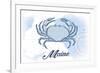 Maine - Crab - Blue - Coastal Icon-Lantern Press-Framed Art Print