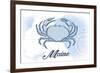 Maine - Crab - Blue - Coastal Icon-Lantern Press-Framed Art Print