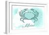 Maine - Crab - Teal - Coastal Icon-Lantern Press-Framed Art Print