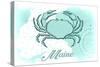 Maine - Crab - Teal - Coastal Icon-Lantern Press-Stretched Canvas