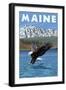 Maine - Eagle Fishing-Lantern Press-Framed Art Print