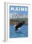 Maine - Eagle Fishing-Lantern Press-Framed Art Print