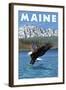 Maine - Eagle Fishing-Lantern Press-Framed Art Print