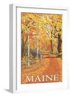 Maine, Fall Colors Scene-Lantern Press-Framed Art Print