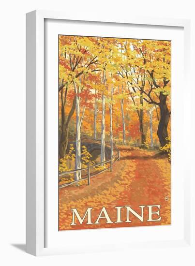 Maine, Fall Colors Scene-Lantern Press-Framed Art Print