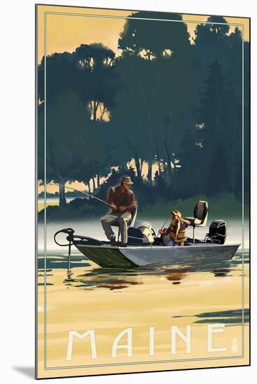 Maine - Fishermen in Boat-Lantern Press-Mounted Art Print