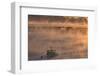 Maine, Harpswell. Fishing Boat Moored in Mist-Jaynes Gallery-Framed Photographic Print