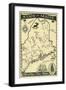 Maine, Highway Map of the Pine Tree State Scene-Lantern Press-Framed Art Print