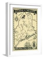 Maine, Highway Map of the Pine Tree State Scene-Lantern Press-Framed Art Print