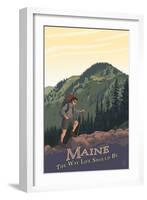 Maine - Hiking Scene - the Way Life Should Be-Lantern Press-Framed Art Print