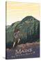Maine - Hiking Scene - the Way Life Should Be-Lantern Press-Stretched Canvas