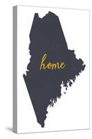 Maine - Home State- Gray on White-Lantern Press-Stretched Canvas