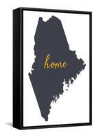 Maine - Home State- Gray on White-Lantern Press-Framed Stretched Canvas