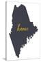 Maine - Home State- Gray on White-Lantern Press-Stretched Canvas