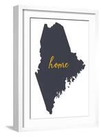 Maine - Home State- Gray on White-Lantern Press-Framed Art Print