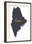 Maine - Home State- Gray on White-Lantern Press-Framed Art Print