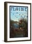 Maine - Hunter and Lake-Lantern Press-Framed Art Print