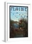 Maine - Hunter and Lake-Lantern Press-Framed Art Print