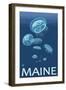 Maine - Jellyfish Scene-Lantern Press-Framed Art Print