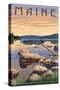 Maine - Lake Sunrise Scene-Lantern Press-Stretched Canvas