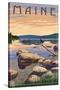 Maine - Lake Sunrise Scene-Lantern Press-Stretched Canvas