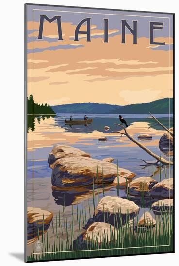 Maine - Lake Sunrise Scene-Lantern Press-Mounted Art Print