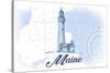 Maine - Lighthouse - Blue - Coastal Icon-Lantern Press-Stretched Canvas