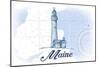 Maine - Lighthouse - Blue - Coastal Icon-Lantern Press-Mounted Art Print