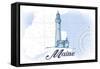 Maine - Lighthouse - Blue - Coastal Icon-Lantern Press-Framed Stretched Canvas