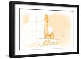 Maine - Lighthouse - Yellow - Coastal Icon-Lantern Press-Framed Art Print