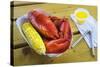 Maine Lobster and Corn on the Cob-Jon Hicks-Stretched Canvas