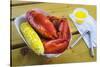Maine Lobster and Corn on the Cob-Jon Hicks-Stretched Canvas