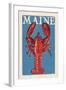 Maine - Lobster Woodblock-Lantern Press-Framed Art Print