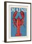 Maine - Lobster Woodblock-Lantern Press-Framed Art Print