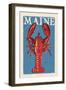 Maine - Lobster Woodblock-Lantern Press-Framed Art Print