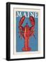 Maine - Lobster Woodblock-Lantern Press-Framed Art Print